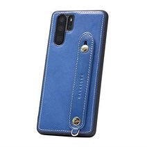 [HANATORA] HUAWEI P30 Pro 케이스 이탈리안 가죽 스마트 폰 케이스 낙하 방지 내충격 스탠드 기능 가죽 핸디 벨트 핸드메이드 스트랩 홀 스트랩 링 선물에도 최적품 Fleur 블루 시안 블루 남쪽 린도