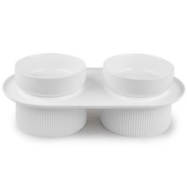 후즈펫 강아지 고양이 세라믹 밥그릇 식기 2구 화이트, 1개