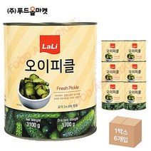 푸드올마켓_ 라리 오이피클 슬라이스 한박스 /물결무늬 (3.1kg x 6ea), 3.1kg, 6개