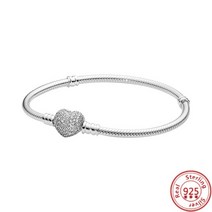 클래식 매력 925 스털링 실버 Bangles 팔찌 스파클링 크라운 하트 맞는 비즈 DIY 쥬얼리