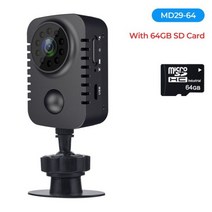 경찰바디캠 액션캠 바디캠 자전거 미니캠 미니 바디 카메라 무선 HD 1080P 보안 포켓 나이트 비전 모션 감지 차량용 용 소형 캠코더 대기 PIR 비디오 기록, camera add 64G Card