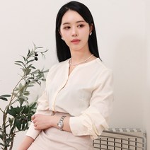 베이직온 시그니처 여성 브이넥 버튼 정장 블라우스