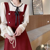 잇츠스타일 여성 봄 프릴넥 단정한 데일리 2color 미디원피스