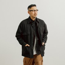 러기드하우스 믹스 포켓 미니체크 오버핏 셔켓 블랙