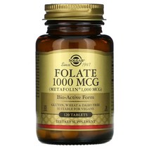솔가 Solgar Folate 1000mcg 120정 솔가 엽산 심장 건강 비타민B B9 천연 메타폴린, 1개