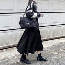 마실룩 도트 롱플레어스커트 빅사이즈 풍성한 30대 주름 하객룩 클래식룩 데님 훌