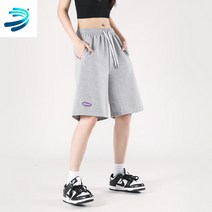 여름 오리지널 라이브 방송 얇은 섹션 남여 여성용 바지 느슨한 스트레이트 니트 반바지