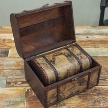 2P세트 지도그림 빈티지박스 우드가방 트렁크 인테리어 장식 연출 소품.퍼스트앙(무료배송), 트렁크2P