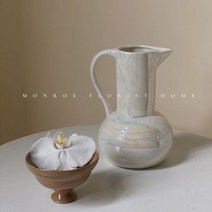 오로라화병 도자기 홀로그램 조개모양 디자인 꽃병, 드림화이트 23cm 폭 16cm