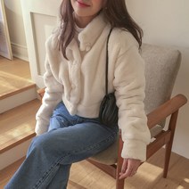 쉐얼유 여성 겨울 러블리 페이크퍼 숏 자켓