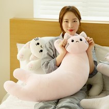 모찌 바디필로우 안고자는인형 에어볼 말랑 쫀득 베개 고양이 롱베개 집순이 필수템, 연그레이