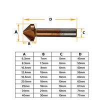 스크래퍼 디버링 툴 3 플루트 90도 모따기 커터 6 3 40mm m35 코발트 카운터, 12.4mm, 6.3-40mm, 01 6.3-40mm_04 12.4mm