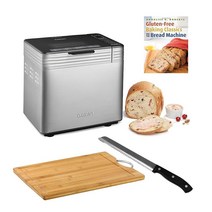 Cuisinart 16가지 메뉴 프로그램 0.9kg(2파운드) 용량 브레드 메이커 번들 베이킹 클래식 북 대나무 도마 및 빵 나이프 포함 (4개 품목) 6235651281