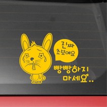귀여운 토끼 그림 문구 초보운전 차량스티커 k7스티커, 대형, 오렌지