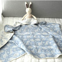 동광 스토리 순면 거즈 양면 자카드 블랭킷겸 패드, 블루 다이노