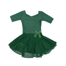 Leveret 아동용 여아용 스커트 레오타드 긴소매 사이즈 유아-XL (만 2~14세) 다양한 색상 Truenavy., 12-14 Years, Uniform Green