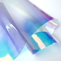 핀쿠션 홀로그램 원단 투명 PVC 그라데이션 비닐 가방 악세사리 부자재, 블루 홀로그램 1마(90cm x 90cm)