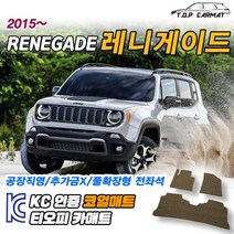 지프 레니게이드 전차종 확장형 코일매트 차량용 바닥매트 티오피카매트, 실내전좌석(1열+2열), 레드, 레니게이드 [2015~]