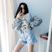 도도스타일 마틸다 소매셔링 키작녀 블루종 점퍼