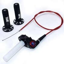 바이크리프트 퀵 턴 스로틀 장착 오토바이 그립 프로 테이퍼 핸들 바용, Black-Red Cable