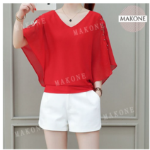 Makone 상표등록 인기신상 여성 어깨트임 밴딩밑단 쉬폰 블라우스