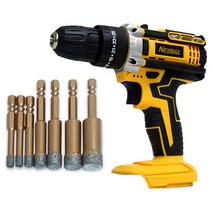 NEWMAX 충전 해머 드릴+FCD 다이아몬드 융착 코어비트 7종 세트 베어툴 타일 유리 대리석 타공 세라믹