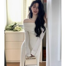피토르 브라이덜샤워 피로연 오프숄더 롱 원피스 파티드레스 르뚜앙
