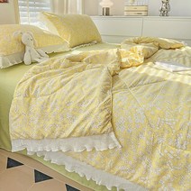 레스 공주풍 홑이불 워싱면 마에어컨 겹겹이 인학생 공주이불