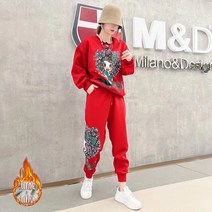 여성 명품스타일 간절기 벨벳 트레이닝복 순수 면 스웨터 캐주얼 프린트 낙서 구슬 빅사이즈 루즈핏 정장 피트니스 운동복 외국 스타일상하의 투피스 세트 7