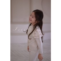국내제작 이시스 꽃잎 3단러플 소매 겨울 상하세트 베이지 - 고퀄리티 수작업 최고급원단