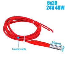 3D 프린터6x16 6x20 6x30mm 세라믹 카트리지 히터 12V 24V 40W 50W 60W 70W CNC 3D 프린터 프린트 헤드 핫, 06 6x20-24V40W-red
