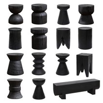 탄화목 디자인 1인 의자 인테리어 거실 사이드 테이블, P 타입 카본 블랙 40X30 X40