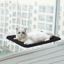 고양이창문해먹 캣타워 고양이인테리어 귀여운 고양이 걸이 침대 애완 동물 해먹 편안한 맑은 창 좌석 선반 매트 담요 베어링 용품 쉬운 설치, 없음, 없음, Black