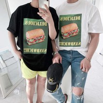 여름 오버핏 전사나염 20수 남자 여자 반팔티셔츠