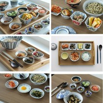 예쁜 일본 찬기 세트 소 반찬 원형 반찬통 소스볼, 세로줄종지, 세츠나