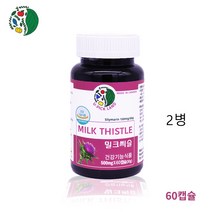 캐나다 밀크씨슬 500mg 실리마린 간에좋은 간 영양제 베지캡슐 밀크시슬 추출분말 아티초크 서양민들레뿌리 엉겅퀴 콜린 비타민C 피로회복영양제 간보호제 직수입 추천, 2병