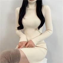 비위치 비위치 터틀넥 골지 슬림 긴팔원피스 (8950469)