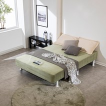 탄탄한 프레임리스 올인원 단면 매트리스 침대 발통 10cm 19.5cm 싱글 슈퍼싱글 더블 퀸, 그린