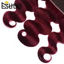 빨간 몸 파 13 × 4 레이스 정면 마감 브라질 Remy 귀에 귀 100% 사람의 모발 손 묶인 Estrella, 02 12inches_04 Kinky curly, 06 #99J