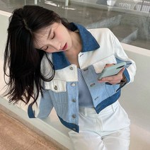 여성 데님 자켓 봄 가을 빈티지 데님 코트 루즈핏 캐주얼 숏 패치 점퍼 상의 아우터 오버핏