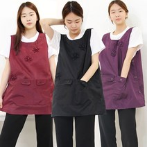 하랑이플 원피스앞치마 와사지식당앞치마 요양보호사앞치마 방수앞치마 허리앞치마, 검정(free)