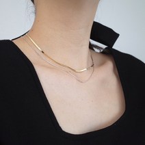 국내 제작 925 실버 14k 골드 도금 스네이크 뱀줄 두줄 레이어드 은 목걸이
