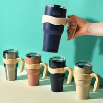 대용량 텀블러 스텐 이중 진공 1+1 900m 2개 세트, 07_실버+핑크(손잡이_뚜껑 포함)