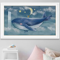 돈과 복이 들어오는 행운의 그림 동물 풍경 밤하늘 별 고래 풍수 실 십자수, 면실, 소 50x35, 1개