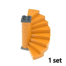 가정용 조립식 미니온실 비닐하우스 시공 DIY 도시 친구 장난감 집 MOC 부품 울타리 계단 사다리 문 빌딩, 34 Spiral staircase D