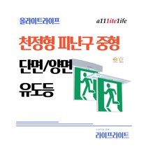 [올라이트라이프] alllitelife LED 피난구 유도등 천정형 중형 EL-ICS200SL2 EL-ICS200DL2, 노출, 단면, 무방향