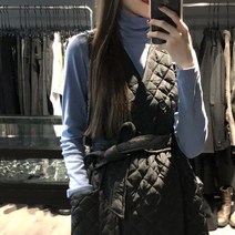 패딩 조끼 원피스 퀄팅 겨울 누빔 베스트 민소매 롱 치마