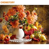 CHENISTORY 꽃 풍경은 자신이 방 작품에 대 한 번호로 캔버스에 아크릴 페인트 페인팅 도면 번호 키트에 의해 회화를 수행, 60x75cm no frame