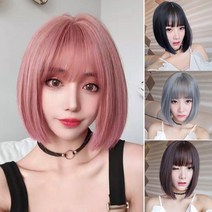 보브컷 단발 가발 단발머리 앞머리 풀뱅 똑단발 커트 옆머리 통가발 언발 백금발, 상아금발