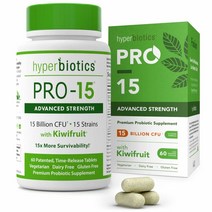 Hyperbiotics 15종 유산균 키위추출물 함유 60정 2달분 PRO-15 Strength Probiotics